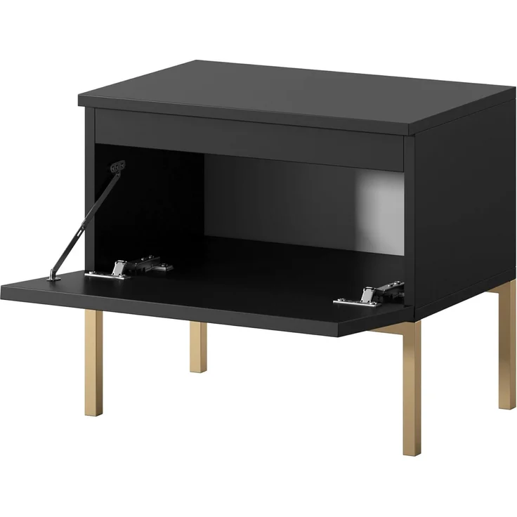 Selsey 'Bemmi' Nachttisch, schwarz mit goldenem Metallgestell ca. 43 x 49 x 32 cm – Bild 5
