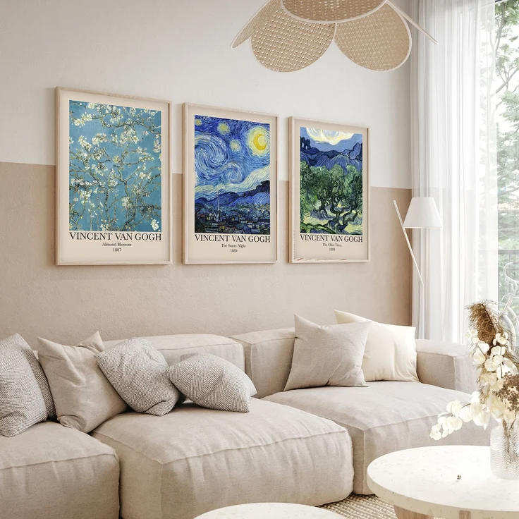 Wallity Dekoratives gerahmtes MDF-Gemälde (3-teilig), Mehrfarbig, 70 x 50 cm – Bild 2