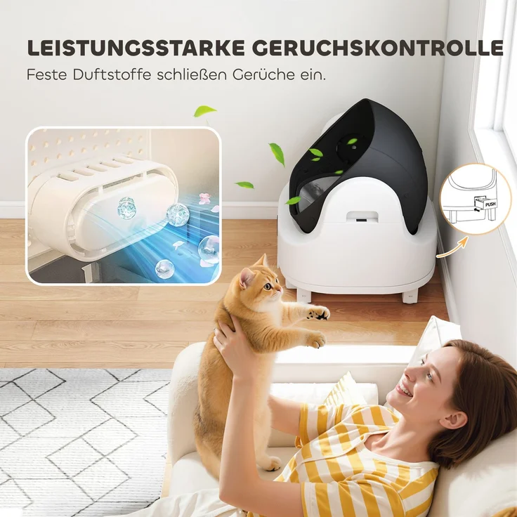 PawHut Selbstreinigende Katzenklo, ABS, Kunststoff, Weiß, 50 x 54 x 55 cm – Bild 6