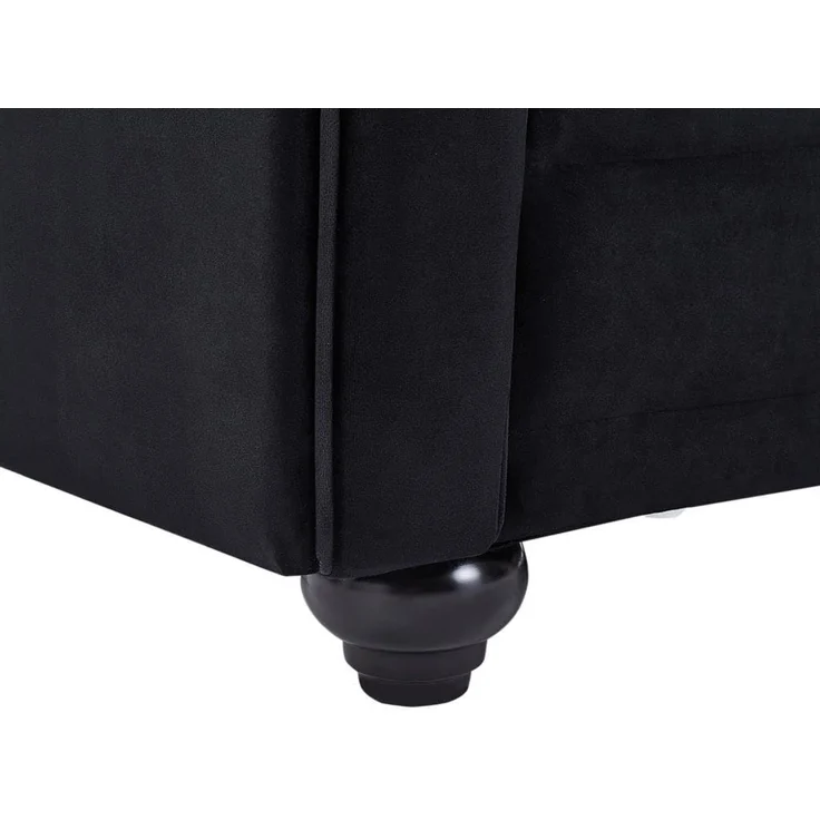 Vente-unique - Sofas 3-Sitzer, 2-Sitzer & Sessel - Samt - Schwarz mit Knöpfen in Kristall-Optik - CHESTERFIELD – Bild 9