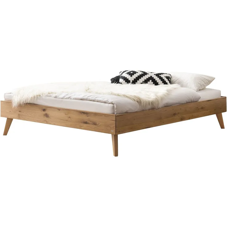 Hasena Bett Iseo Bergamo, Wildeiche natur geölt 100x200 cm, Fußhöhe 20 cm – Bergamo