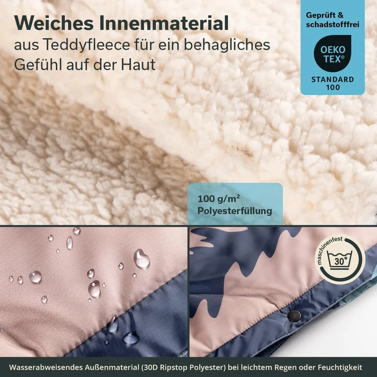 Skandika Deckenschlafsack Campingdecke Liva, 4-in-1, Outdoor Decke, 200x135cm, Überwurf, Kissen, mit Teddyfell oder Nylon Unterseite, Polyester, wasserdicht – Bild 3