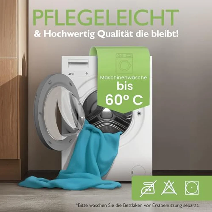 leevitex® Spannbettlaken 140x200cm - 160x200 cm | Spannbetttuch Bettlaken | 100% Jersey Baumwolle | Matratzenhöhe bis 25 cm | Ökotex | Petrol/Smaragd Blau – Bild 7