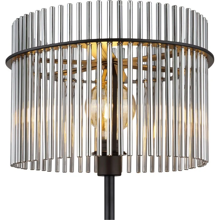 Stehlampe, Metall, schwarz, Glas, rauchfarben, H 152 cm – Bild 4
