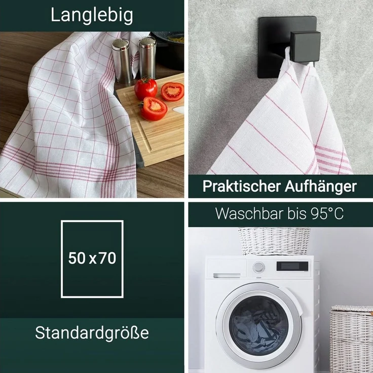 ZOLLNER Geschirrtuch, (12-tlg), 50 x 70 cm, 50% Baumwolle, 50% Leinen, vom Hotelwäschespezialisten – Bild 2