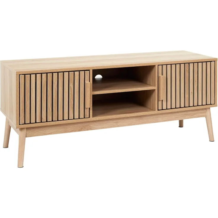 HOME DECO FACTORY, HD0088, Niedriges TV-Gerät, Modell Klaus, Natural Crush Collection, Zeitgenössische Möbel, Möbel, TV-Gerät, 117 x 48 x 40 cm, Braun