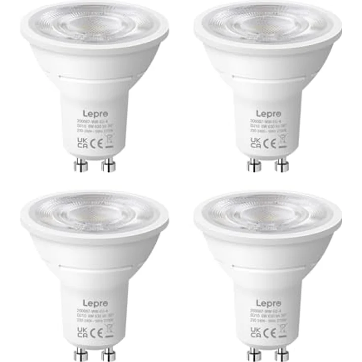 Lepro GU10 LED Warmweiss 6W Lampe, 2700K Warmweiß, 630 Lumen, 38° Abstrahlwinkel, Nicht dimmbar Reflektorlampe, Energiesparendes GU10 LED Leuchtmittel für Wohnzimmer, Küche, Schlafzimmer,4 Stück – Bild 2