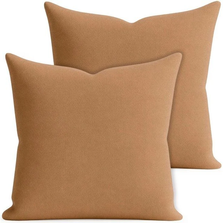 matches21 HOME & HOBBY Kissenbezüge 2er Set Kissenhülle 40x40 cm hellbraun pflegeleicht mit Reißverschluss, (2 Stück), Zierkissen-Bezüge einfarbig für Couch-Kissen mit Lotuseffekt – Bild 4