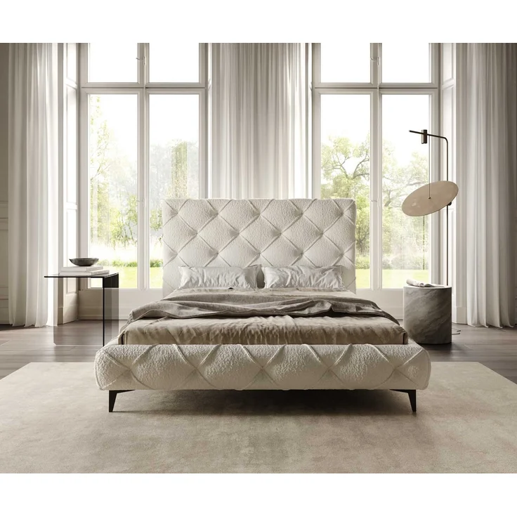 Polsterbettgestell Nayara 140x200 cm Bouclé Creme-Weiß – Bild 2