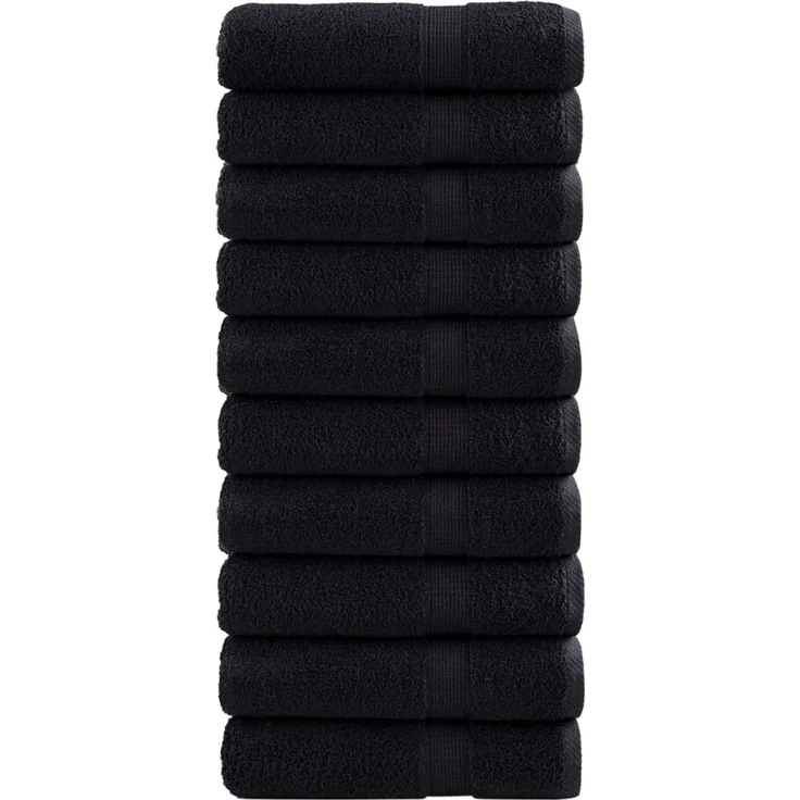 vidaXL Premium-Handtücher SOLUND 10 Stk. Schwarz 50x100 cm 600 g/m² 137427 – Bild 1