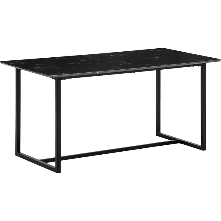 Esszimmertisch 120x60x76cm Marmor-Optik Schwarz Metallbeine Modern Rechteckig – Bild 1
