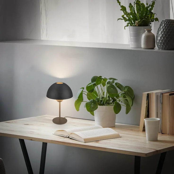 BRILONER - Nachttischlampe mit Kabelschalter, E14, max. 25W, Tischlampe, Lampe, Schreibtischlampe, Tischleuchte, Bürolampe, Leselampe Bett, Leselicht, 20x31 cm (DxH), Schwarz – Bild 4