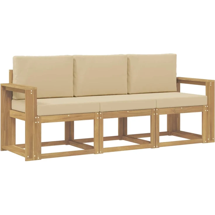 vidaXL Outdoor-Sofagarnitur 3 stk. White and Beige 197.5 x 63 x 73 cm 3387182 – Bild 2