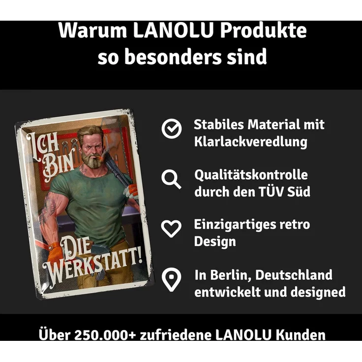 LANOLU Blechschild Ich bin die Werkstatt - 20x30cm – Metall – Mehrfarbig – 20169 – Bild 4