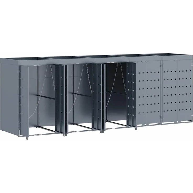 vidaXL Wagenmüllbehälter für 5 Behälter Hellgrau 340 x 77,5 x 121,5 cm 3394751 – Bild 6