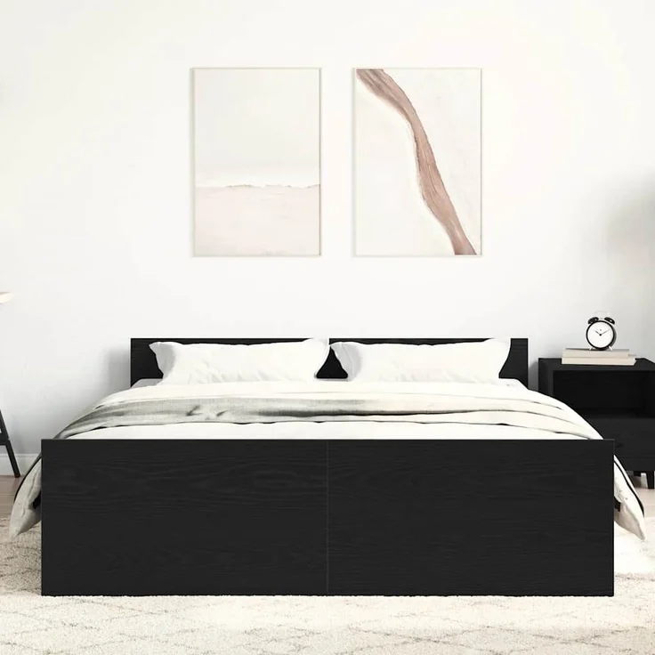 vidaXL Bettgestell ohne Matratze Schwarz Eichen-Optik 135x190 cm 3329325 – Bild 3