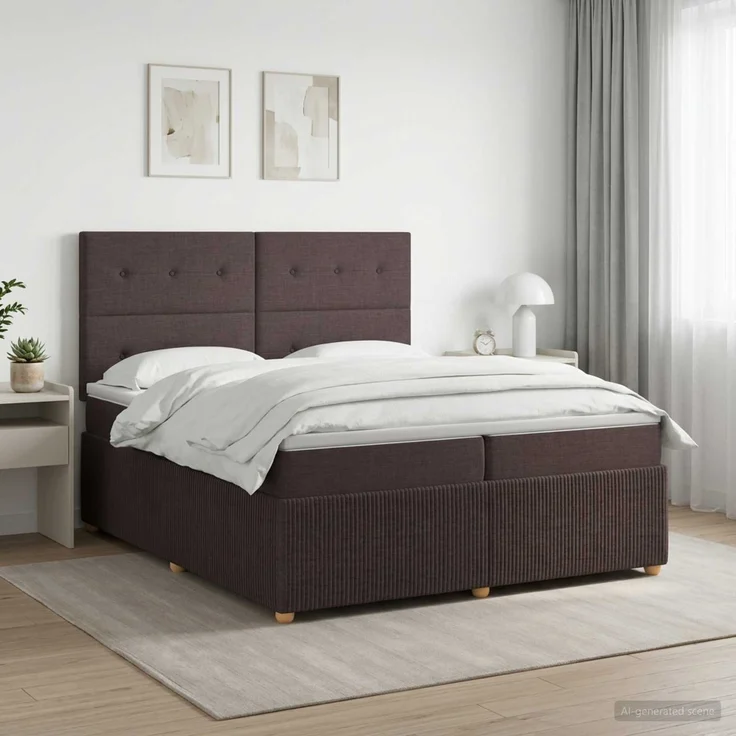 vidaXL Boxspringbett mit Matratze Dunkelbraun 200x200 cm Stoff 3454476 – Bild 1