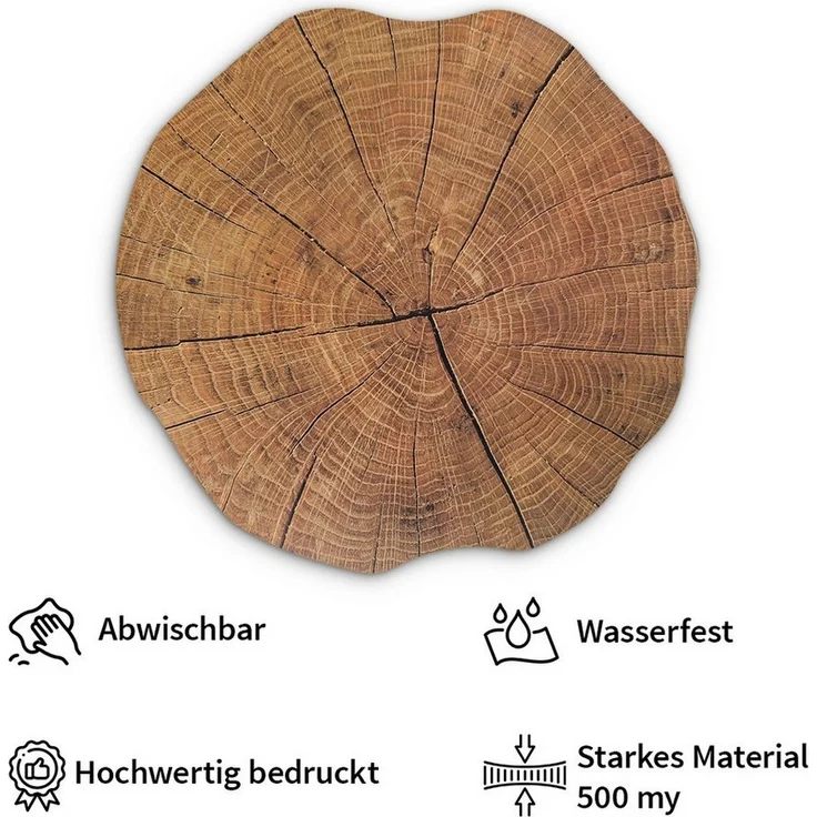 matches21 HOME & HOBBY Platzset Abwaschbare Tischsets 6er Set Baumstamm Holz-Optik rund, (6-St), Platzsets als Tisch-Untersetzer und Tisch-Deko für Esstisch Teller – Bild 2