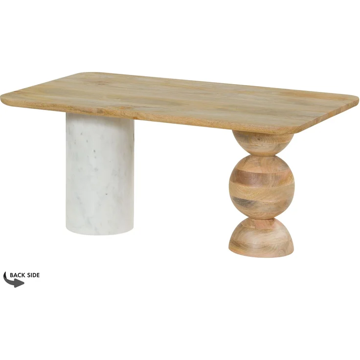 Couchtisch Mango 100x60x45 natur lackiert / Marmor weiß FLORENZ #105 – Bild 8