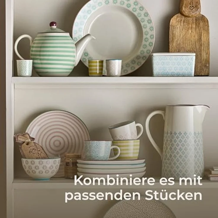 Bloomingville Teekanne Patrizia, green 1,2L Keramik Teekännchen gestreift dänisches Design – Bild 4
