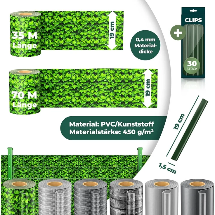 KESSER® PVC Sichtschutzstreifen Sichtschutz Rolle Doppelstabmatten Zaun Blickdicht | Wetterfest und Windschutz | Zaunfolie Sichtschutz Garten Gartenzaun 35 m, Buchsbaum – Bild 7