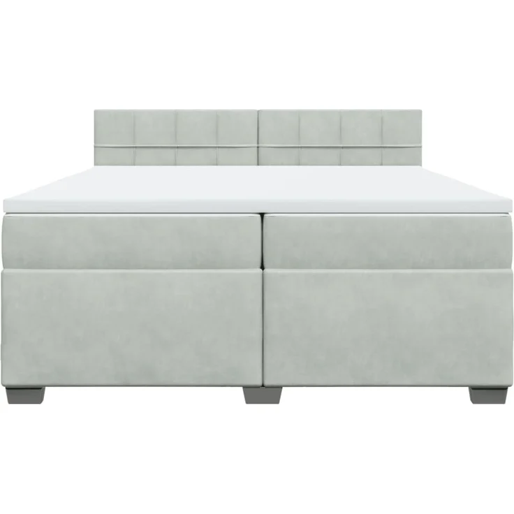 vidaXL Boxspringbett mit Matratze Hellgrau 200x200 cm Samt 3286402 – Bild 4