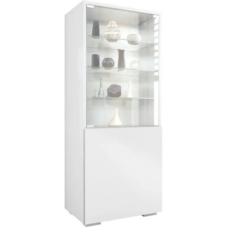 Vladon Standvitrine Granada (Vitrinenschrank, mit Glastür und Glaseinsatz) Weiß matt/Weiß matt (50 x 122,5 x 34,5 cm) – Bild 4