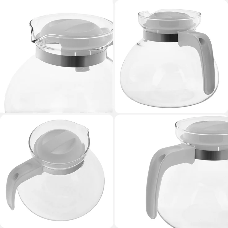 KADAX Hitzebeständige Teekanne mit Deckel, Glas, weiß, 1,7L – Bild 4