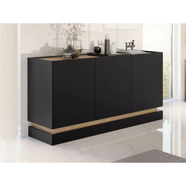 Kommode Zarpant K160 3D (Farbe: Schwarz / Eiche Cremona) – Bild 2