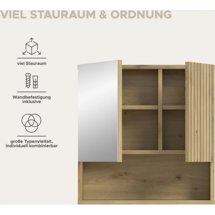 Spiegelschrank B/H/T: 60x55x17 cm in Artisan Oak Nachbildung und -- – Bild 10