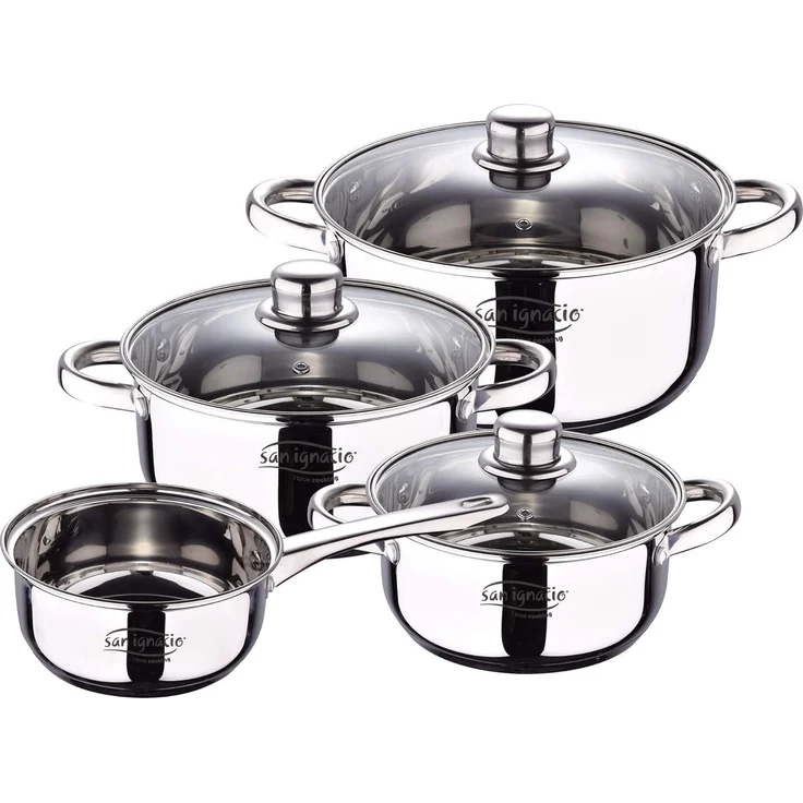 Topf-Set CASSEL 4-teilig silber Kochtopf Suppentopf Töpfe Universaltopf Topf – Bild 1