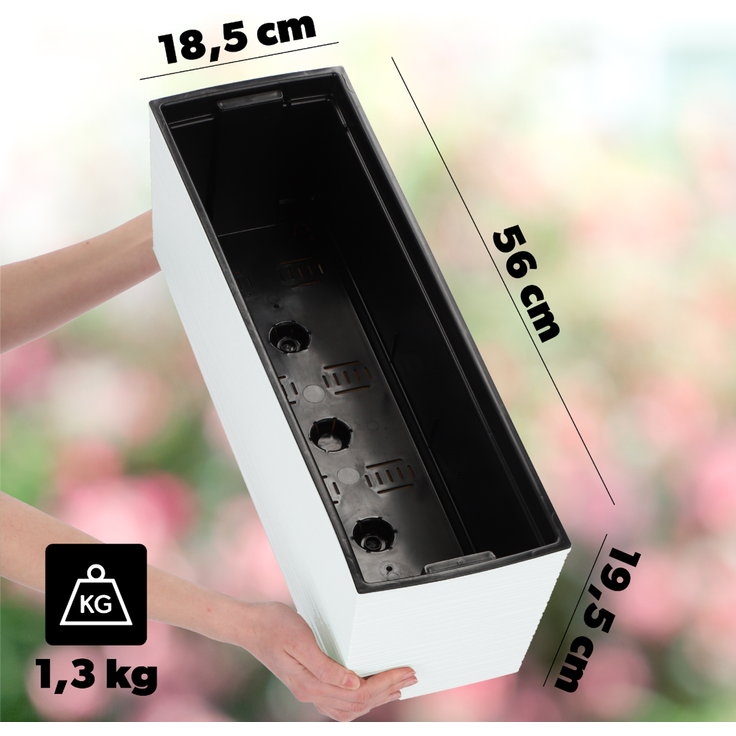 KADAX Blumentopf Balkonkasten + Einsatz 19x56cm Weiß – Bild 2