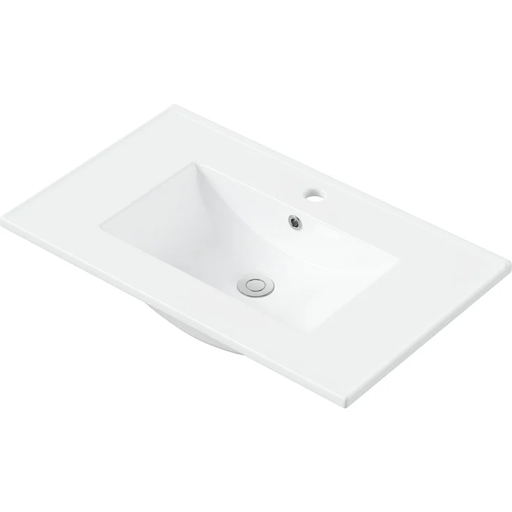 Waschtisch 76,5x47x83,5 cm, freistehend, mit Keramikbecken und Schubladen, Weiß – Bild 10