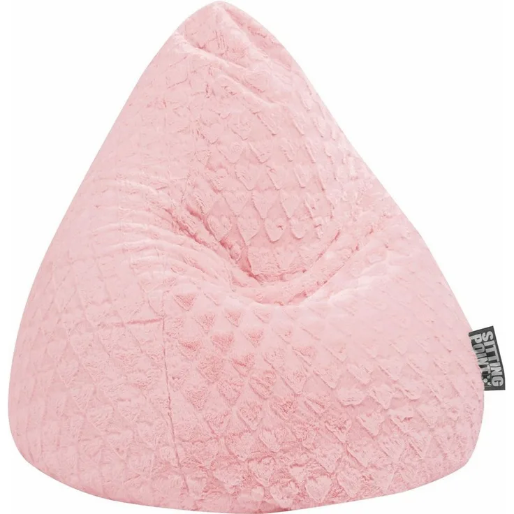 Sitting Point Sitzsack Sitzsack FLUFFY HEARTS L, Plüschsitzsack mit Herzoptik