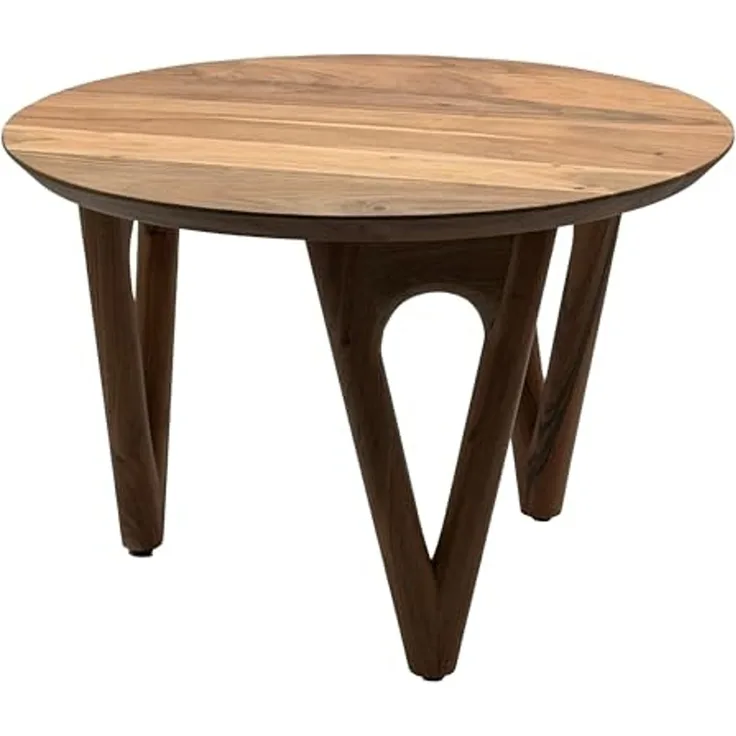 FINEBUY Couchtisch FB114354 Wohnzimmertisch 60cm Massivholz Sofatisch Rund Loungetisch (Natürliche Holzoptik mit warmer Ausstrahlung), Massive Verarbeitung für langlebige Stabilität