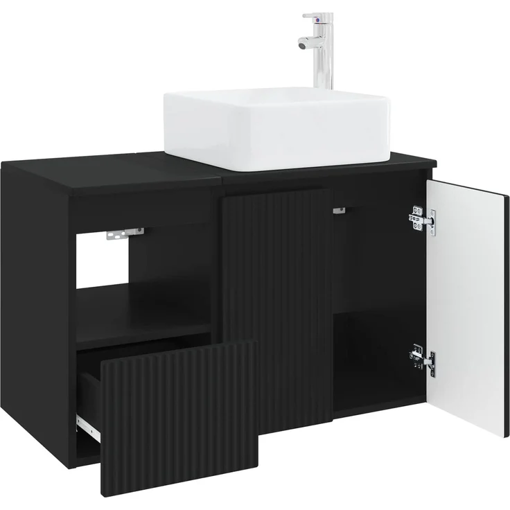 vidaXL Badezimmerschrank-Set 2 stk. Schwarz 79,5 x 41 x 80 cm 3404045 – Bild 4