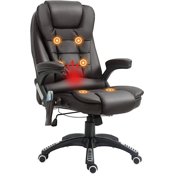 HOMCOM Schreibtischstuhl Bürostuhl mit Massagefunktion, mit Wärmefunktion, Chefsessel (Massagesessel, 1 St), für Wohnbereich, Braun – Bild 4