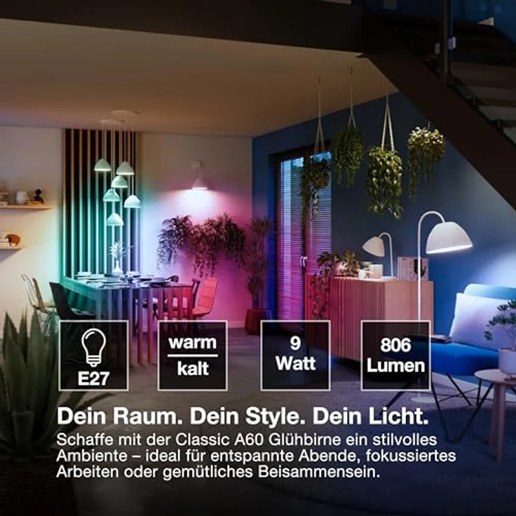 Osram SMART LED Lampe A60 Kolbenform E27, 9W ZigBee 3.0, RGBW 16 Mio. Farben, dimmbar, App Steuerung, Alexa – Bild 2