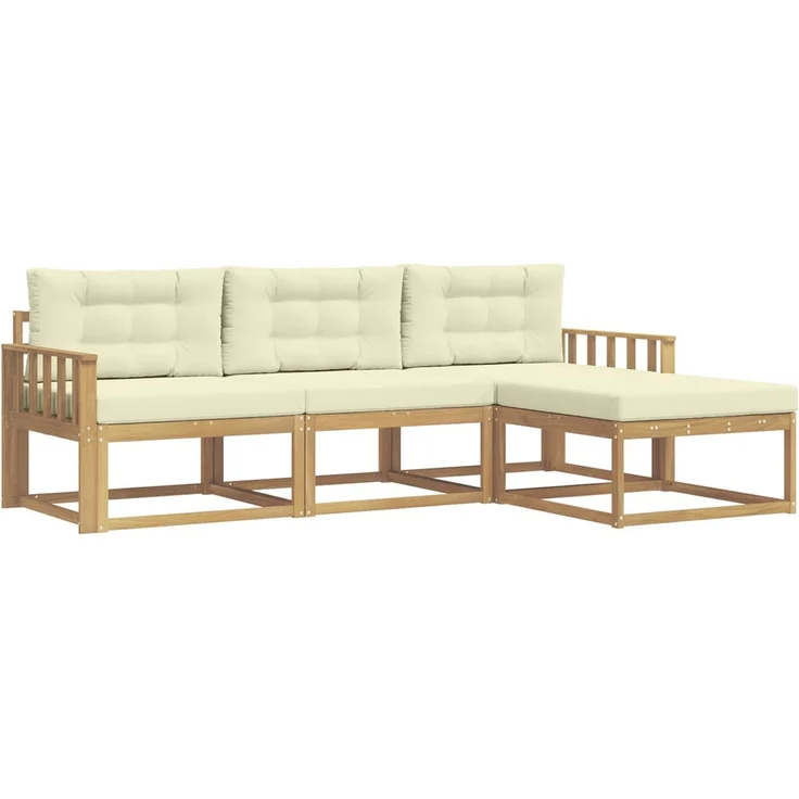 vidaXL Outdoor-Sofagarnitur 4 stk. Weiß und Creme Polyester 3386264 – Bild 2
