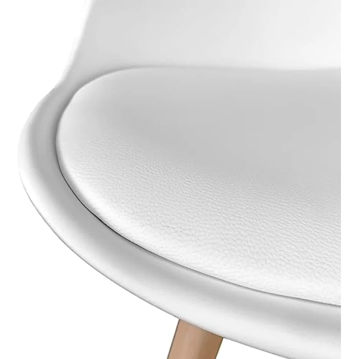 Homey, Skandinavische gepolsterte Stühle für Küche, Wohnzimmer oder Esszimmer, Modell Sena, Holzbeine, praktisch und funktional, einfache Montage, Weiß – Bild 5