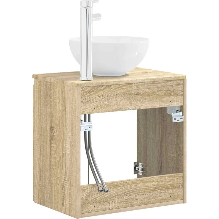 vidaXL Wandmontierter Waschbeckenunterschrank Sonoma-Eiche 890394 – Bild 5