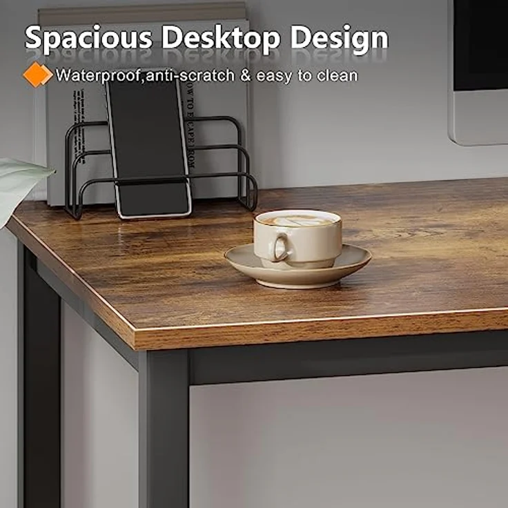 SogesHome Computertisch Schreibtisch 120 x 60 x 75 cm PC Schreibtisch Bürotisch Workstation für Home Office Verwenden Schreibtisch, Esstisch Konferenztisch, Retro & Schwarz – Bild 5
