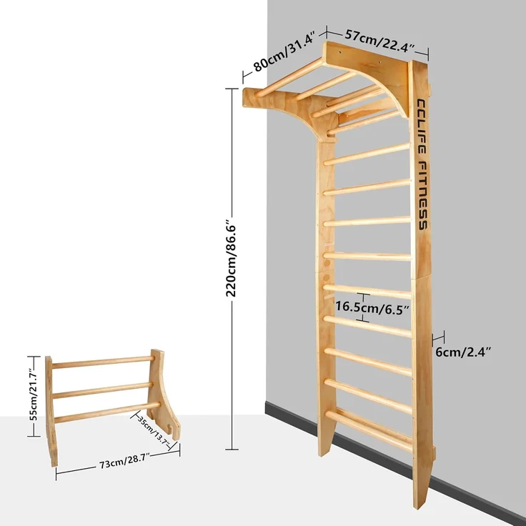 CCLIFE Kletter-Trainingsgerät Klettergerüst für kinder outdoor Sprossenwand Turnwand Holz – Bild 4