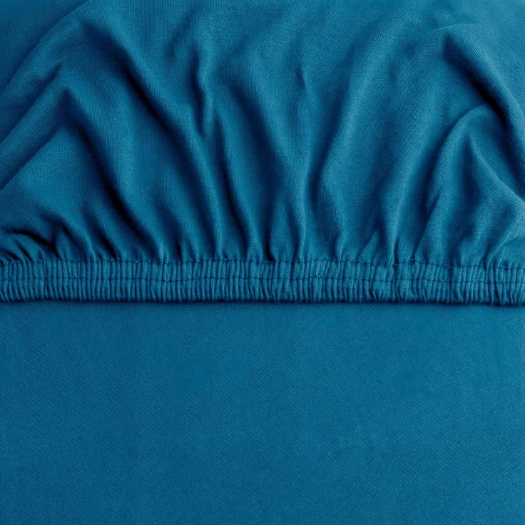 DecoKing Spannbettlaken 120x200 140x200 cm 100% gekämmte Baumwolle Blau Spannbetttücher Jersey Boxspringbett Amber 120x200 140x200 – Bild 5