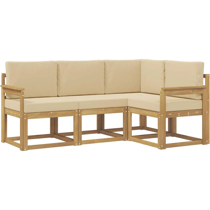 vidaXL Outdoor-Sofagarnitur 4 stk. 4-Sitzer Weiß und Beige 3387552 – Bild 2