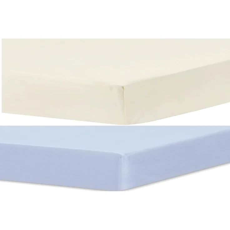 DuDu N Girlie für Kinderbett, Baumwolle Jersey Spannbettlaken Blatt, cremefarben/Blau, 2 Stück