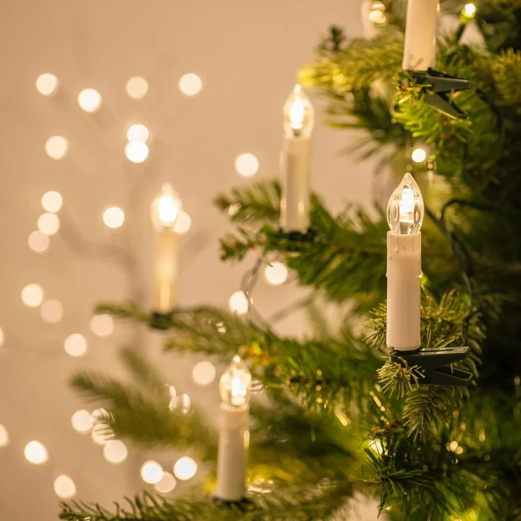 Lights4fun LED-Christbaumkerzen 50er LED Weihnachtsbaumkerzen Lichterkette – Bild 3