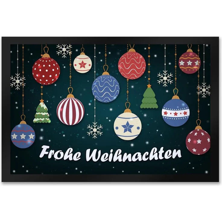 speecheese Fußmatte Frohe Weihnachten Fußmatte XXL mit Christbaumkugeln Motiv