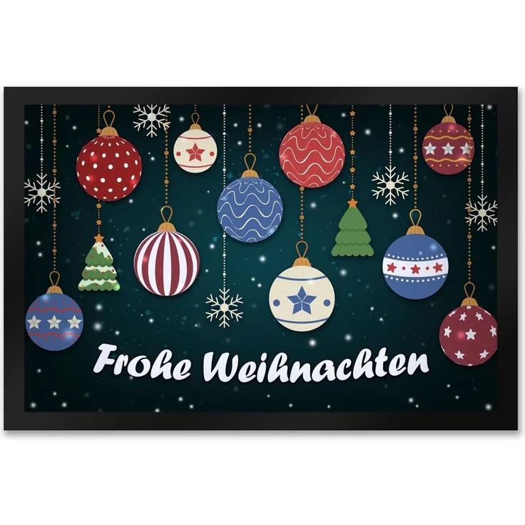 speecheese Fußmatte Frohe Weihnachten Fußmatte XXL mit Christbaumkugeln Motiv