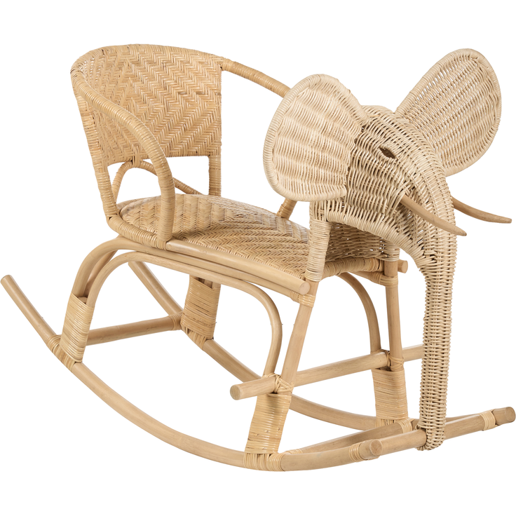 Kinderschaukelstuhl Elefant AMPOLLINO Rattan Naturfarben